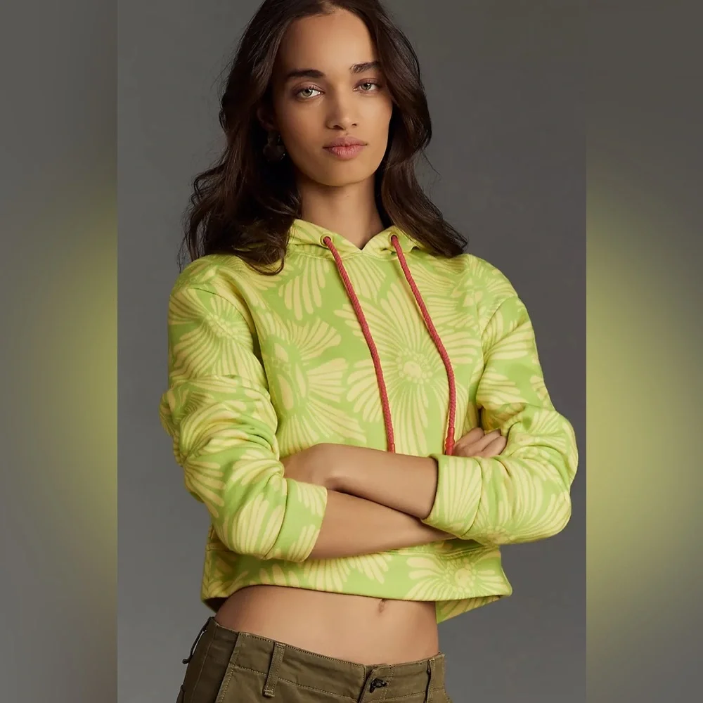 Farm Rio x Anthropologie Printed Cropped Hooded Sweatshirt - Picture 3 of 6